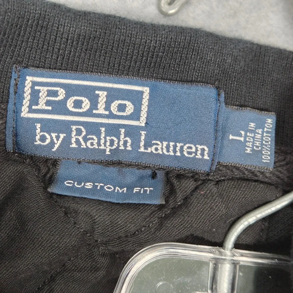 Polo Ralph Lauren Men Large Polo Shirt Black Short Sleeve Contrast Pony Vented